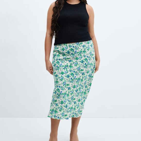 Mango Floral Printed Satin Skirt/NWT/S-M - Picture 5 of 14